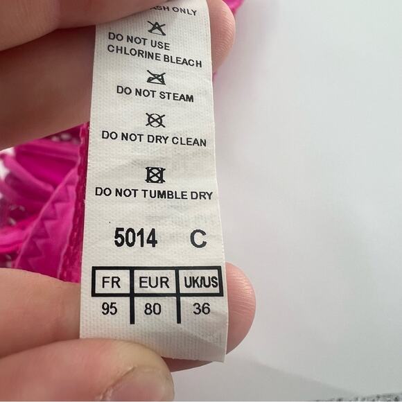 Aubade Paris Bahia & Moi Half Cup Bra Wired Pink Fuchsia Women’s Sexy Intimates - Picture 7 of 10